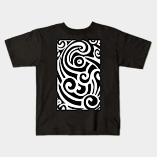 Black and White Abstract Swirly Design Kids T-Shirt